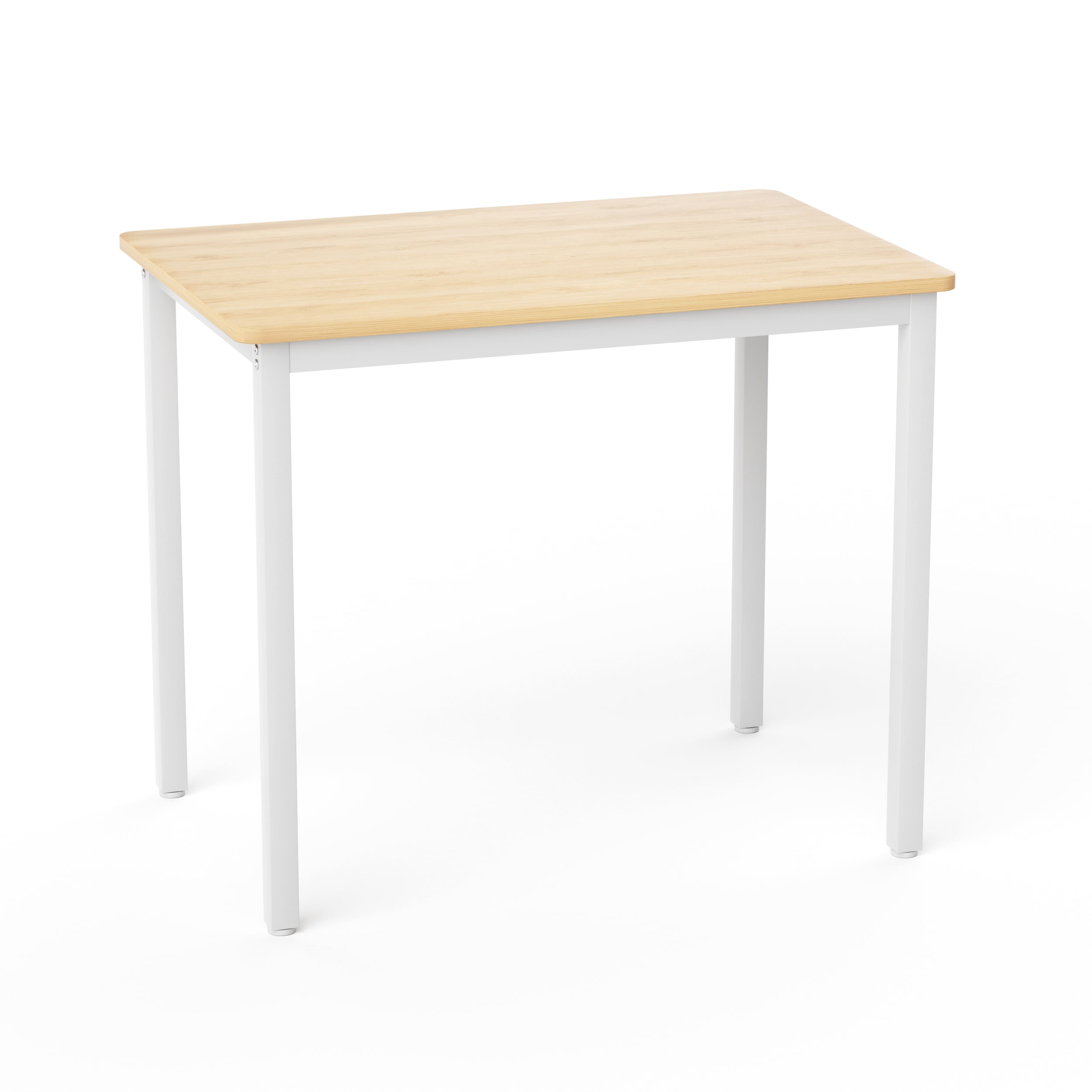 Dining Table Set for 4, Bar Table with 2 Benches, Industrial Kitchen Counter Set, Particle Board with Melamine Veneer, Steel Frame, for Kitchen Breakfast Living Room, Natural and White