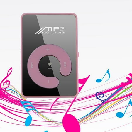 Mini Clip Sport USB Micro SD TF Mirror C Button MP3 Music Media Player Pink