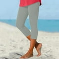 thumbnail image 2 of UJNDER Women's Solid Color Capri Leggings High Waisted Workout Yoga Pants Summer Casual Grey S, 2 of 6