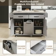 thumbnail image 6 of Churanty Kitchen Island with Trash Can Storage Cabinet, Kitchen Cart with Drop Leaf, Rolling Kitchen Island on Wheels with Adjustable Shelf, Towel Rack and Drawer, White, 6 of 18