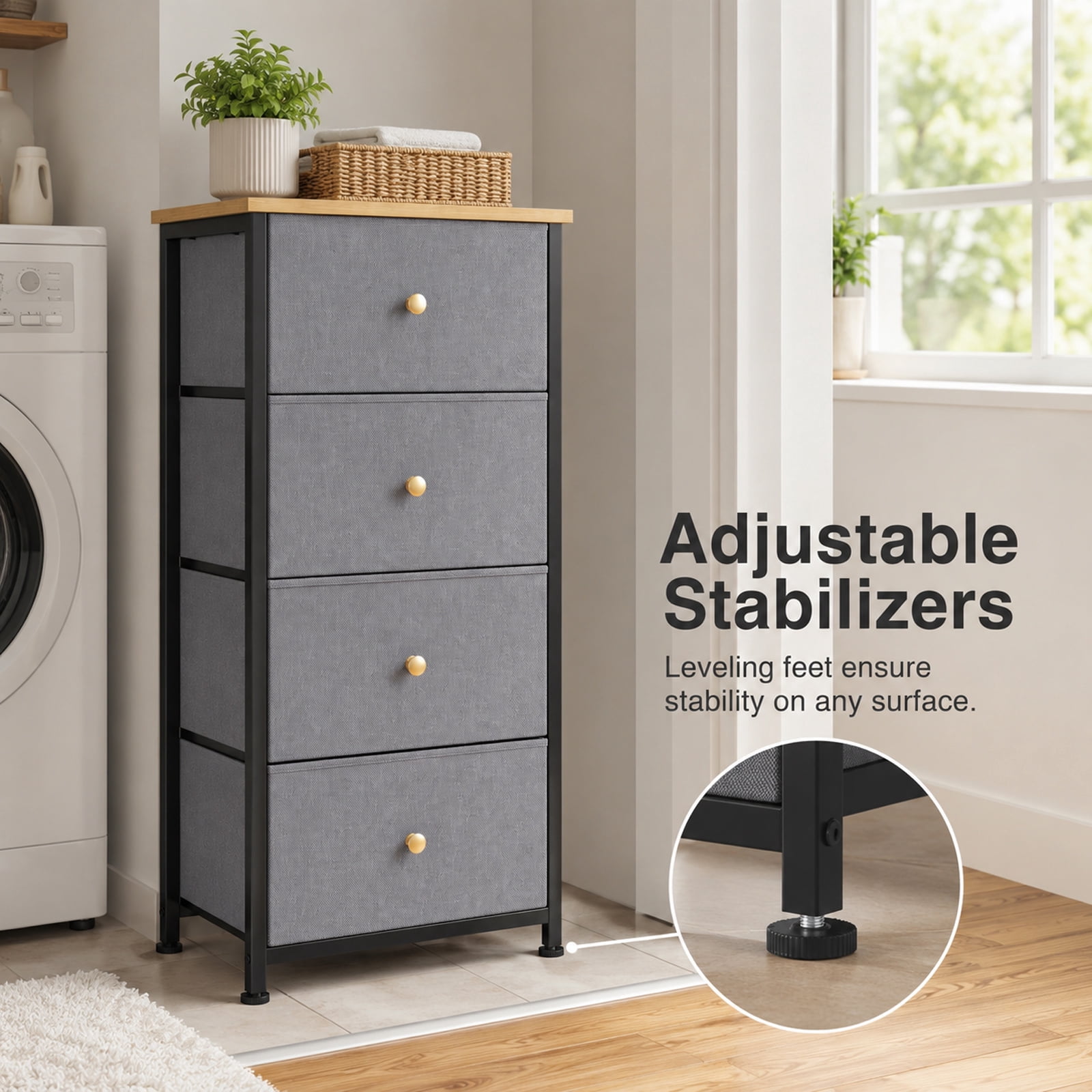 Alvantor Dresser Nightstand for Bedroom, 4-Drawer Fabric Dresser Storage Tower, Space-saving tower, Bedroom or closet use, Chest of drawers for small spaces