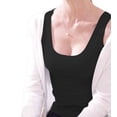 thumbnail image 2 of Women'S Sleeveless Square Neck Tank Top Double Layer Basic Crop Tops Summer Fitness Workout Casual Tops Black L, 2 of 9