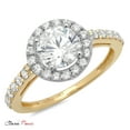 thumbnail image 3 of 2.37 ct Brilliant Round Cut Genuine Cultured Diamond SI1-SI2 J-K 14K White Yellow Gold Halo Promise Wedding Statement Engagement Designer Ring size 8.5, 3 of 6