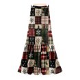 thumbnail image 5 of Wutalume Women's Vintage Plaid Ruffled Maxi Skirt, High Waist Pleated Design, Flowy A-Line Skirt for Casual Outings and Travel,Wine M, 5 of 6