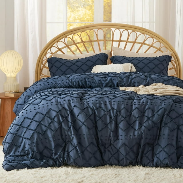Juego de edredón Bedsure Queen azul marino con 2 fundas de almohada