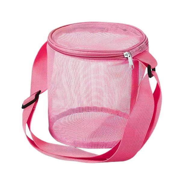 Yuarrent Tela de nailon para juegos de playa y almacenamiento de playa con rejilla, transparente, ajustable, para selección, bolsa de juguetes Deportes acuáticos Rosa roja