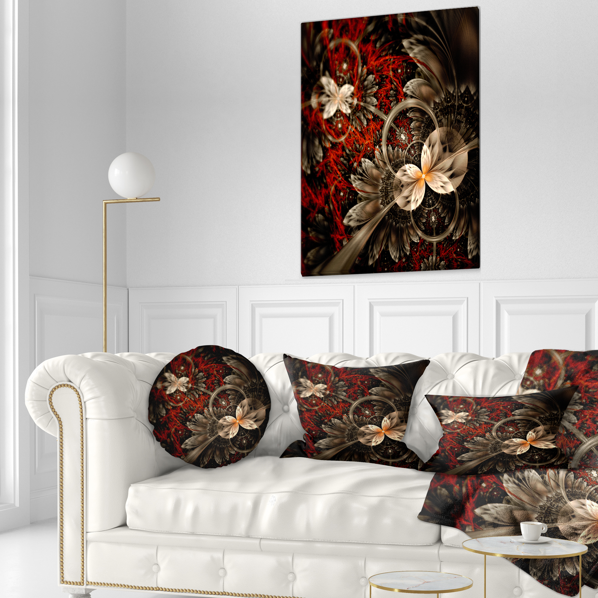 Designart 12" x 20" Red Polyester Throw Pillow