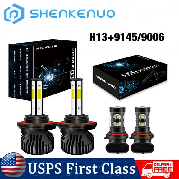 For Jeep Liberty 2008-2012 6000K LED Headlight Hi/Lo   Fog Light Bulbs Combo Pack of 4