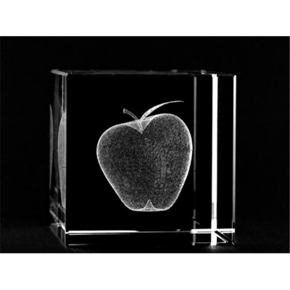 Asfour Crystal 1166-60-32 2.4 L x 2.4 H x 2.4 W in. Crystal Laser-Engraved Apple Miscellaneous Laser-Cut