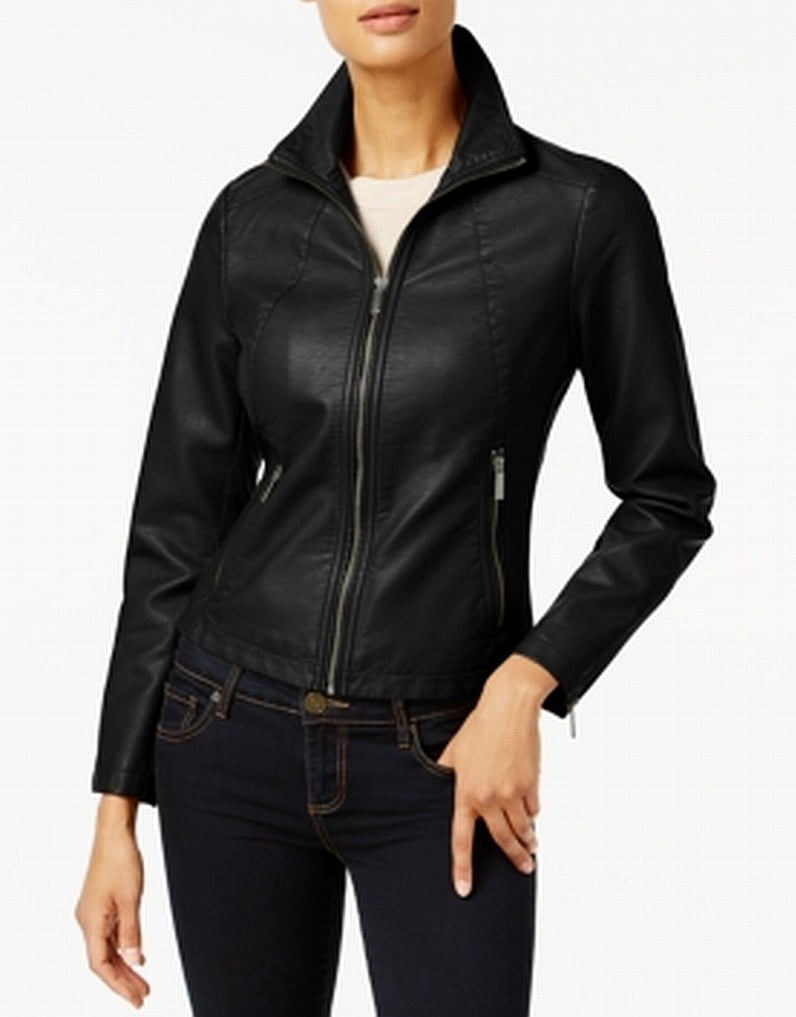 Kenneth Cole Reaction Womens Faux Leather Jacket - Walmart.com ...