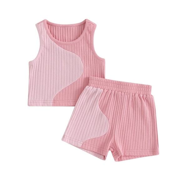 Bagilaanoe 2pcs Toddler Baby Girl Boys Shorts Set Contrast Color Sleeveless Tank Tops   Shorts 9M 12M 18M 24M 3T 4T Kids Casual Summer Clothes