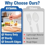 BYSNOW 360 Pack Plastic Silverware, Disposable Cutlery, 150 Forks 150 Spoons 60 Knives, BPA Free Heat Resistant Disposable Silverware, Clear Utensils for Party