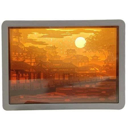 

Washranp Valentines Day Gifts 3D Paper Carving Lamp Papercut Light Boxes for Woman Girl-Paper Sculpture Night Light LED Shadow Box for Wedding Anniversary Christmas Room Decor