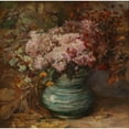 thumbnail image 2 of Olga Wisinger-Florian 12x12 Black Ornate Wood Framed Double Matted Museum Art Print Titled: Bouquet of Flowers with Crysant Topics and Marigolds, 2 of 5