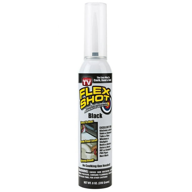 Flex Shot Black Thick Rubber Adhesive Sealant Caulk Bond Seal 8 Oz