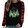thumbnail image 2 of Wancir Merry Christmas T Shirt Women Plaid Christmas Tree Tee Tops Letter Print Long Sleeve Holiday Shirt, 2 of 4