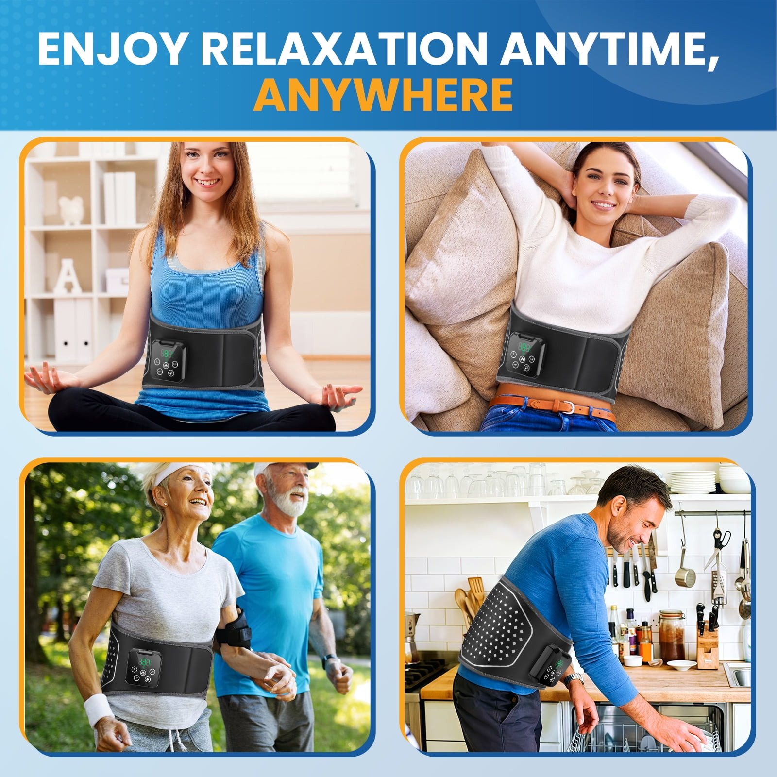 Inflatable Heating Back Brace, Cordless Lateral Compression Airbag Heating Pad, Neoprene Heated Waist Belt, Ergonomically Designed for Lumbar Care