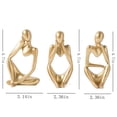 thumbnail image 4 of Gold Decor Thinker Estatua Escultura de Arte Abstracto, Juego de 3 Figuras Coleccionables de Resina Dorada para la decoración del Estante de la Oficina de la Sala de Estar del hogar,11 Feliz Sencillez, 4 of 5