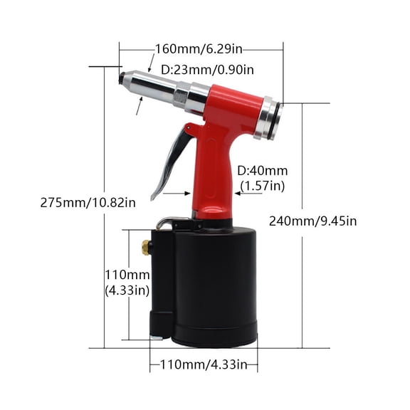 Air Hydraulic Pneumatic Pop Riveter Rivet Gun Power 3/16, 5/32 1/8 1/4" Sizes