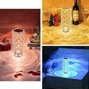 LINLIN Crystal Bedside Table Lamp, Crystal Rose Diamond Table Lamp Touch Control,3 Lighting Colors Brightness Adjustable USB Rechargeable Crystal Decorative Nights Lamp