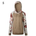 thumbnail image 1 of Sudadera con capucha para mujer, estampado floral, manga larga, bolsillo, suéter con capucha, top, caqui, S Sweethay AP000831-01, 1 of 7
