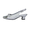thumbnail image 3 of FLORAL Jolie Women Wide Width Elegant Low Heel Dress Slingback Shoes SILVER 10, 3 of 6