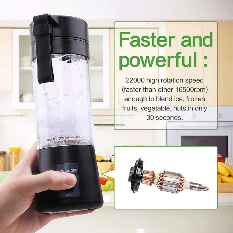 Portable Blender, Juicer Cup, Usb Rechargeable Smoothies Shakes Juicer Cup  Black