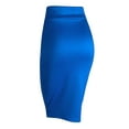 thumbnail image 2 of Made by Johnny Women's Elastic Waist Stretch Bodycon Midi Pencil Skirt Below Knee M ROYAL_BRITE, 2 of 6