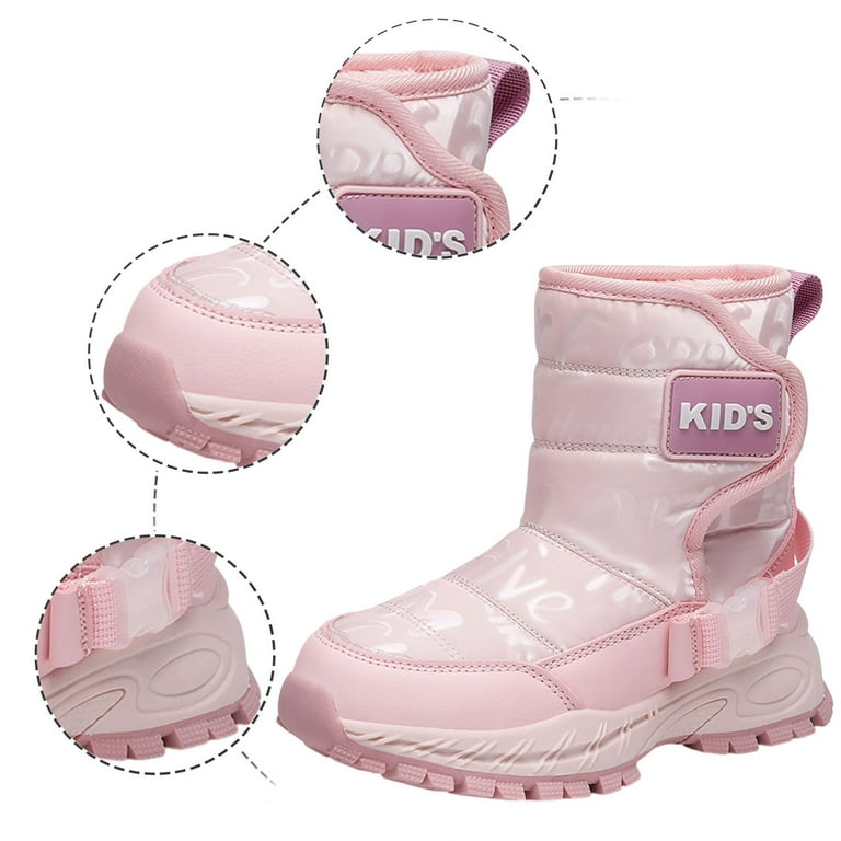LYHaoo Children's Winter Solid Color Snow Boots Boys And Girls Non