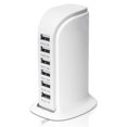 thumbnail image 1 of USB Tower Power Adapter 6-Port Smart IC Tech Charging Station with Quick Charge 2.1 for Phone  Tablets  and More (White), 1 of 7