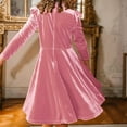 thumbnail image 5 of Odeerbi Kids Girls Long Sleeve Velvet Dresses Spring Fall Ruffle Princess Dress Casual Flared A-Line Dress Kids Girls Clothes, 5 of 9