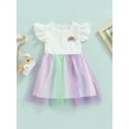 thumbnail image 2 of Bagilaanoe Toddler Baby Girl Summer Patchwork Dress Flying Sleeve Rainbow Party Mesh Dress Lace Tutu Dress, 2 of 9
