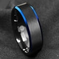 thumbnail image 2 of 6mm Black Tungsten Carbide Ring for Men Blue Beveled Edges Wedding Band Size 7-12, 2 of 5