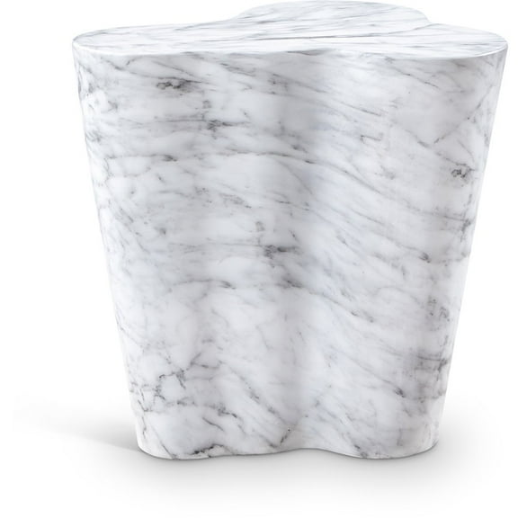 Meridian Furniture Monza White Indoor/Outdoor Concrete Marble Finish End Table
