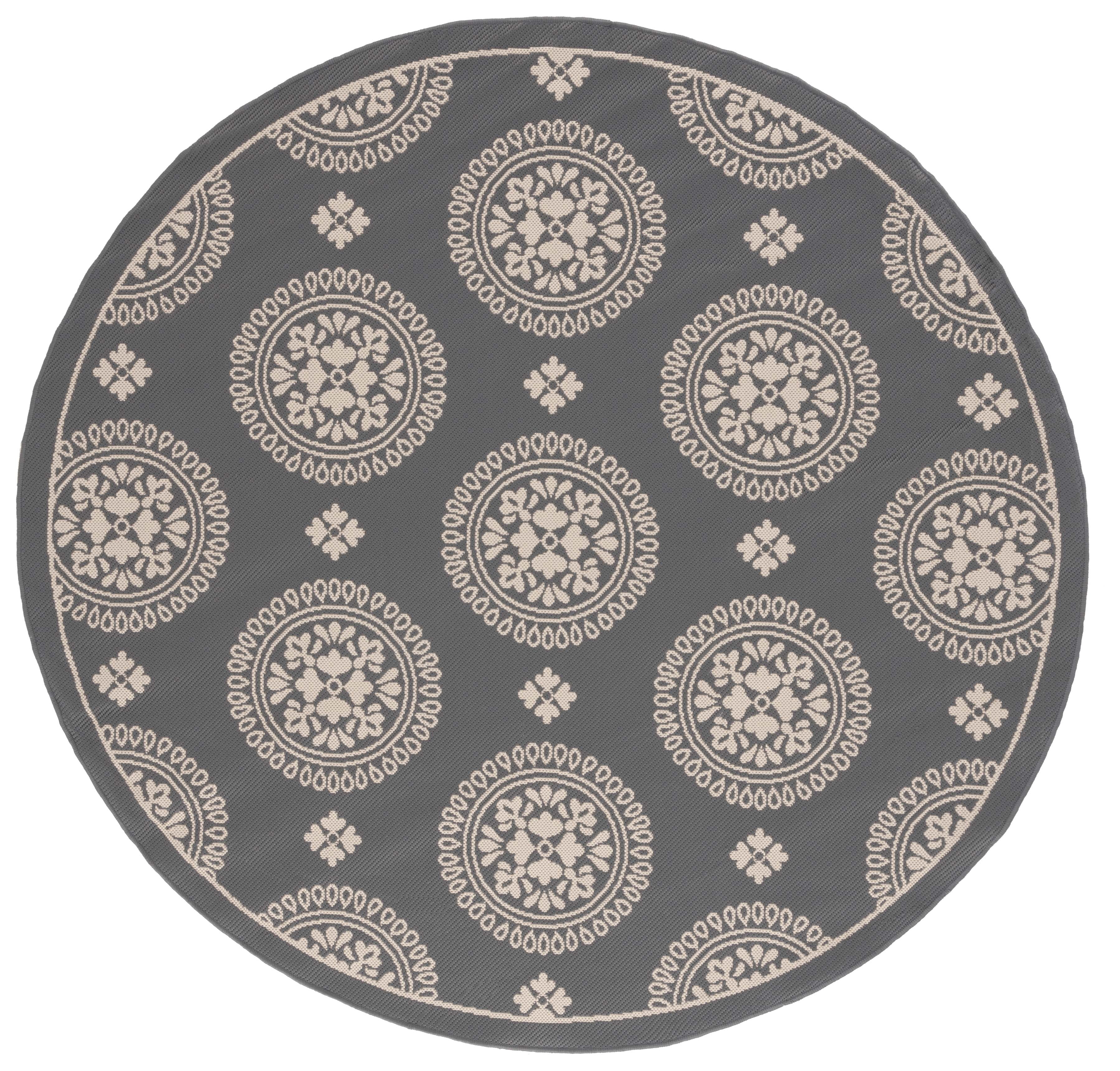 Safavieh Courtyard Kirsten Geometric Indoor/Outdoor Area Rug, Gray, 6'7" x 6'7" Round