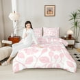 thumbnail image 4 of Feelyou Pink Flower Print Queen Comforter Set for Girls, Cartoon Blossoms Floral Bedding Sets, Retro Western Theme Reversible Bedding Comforter Set, Super Cozy Room Decor, 3 Pieces, 4 of 8