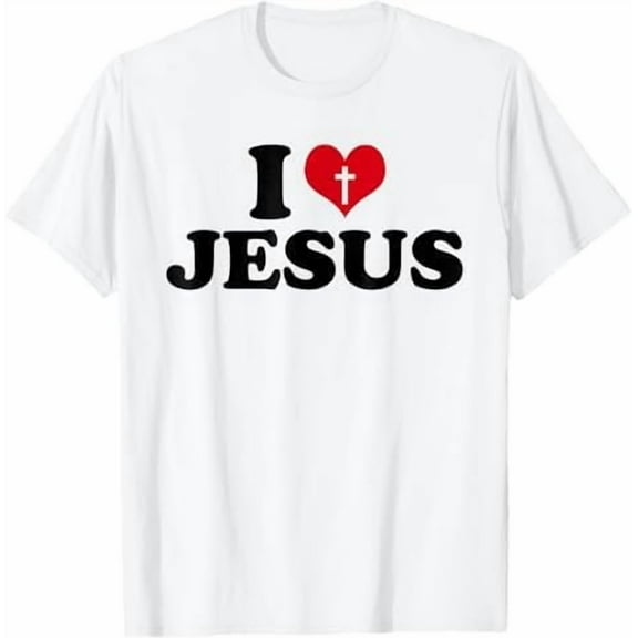 I Love Jesus I Heart Jesus Funny Jesus T-Shirt, Christian Shirt for Women Men Religious Graphic Crewneck Faith Tee