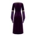 thumbnail image 2 of inlzdz Medieval Renaissance Princess Costume for Girls Gothic Vintage Long Maxi Dress Halloween Purple 14, 2 of 7