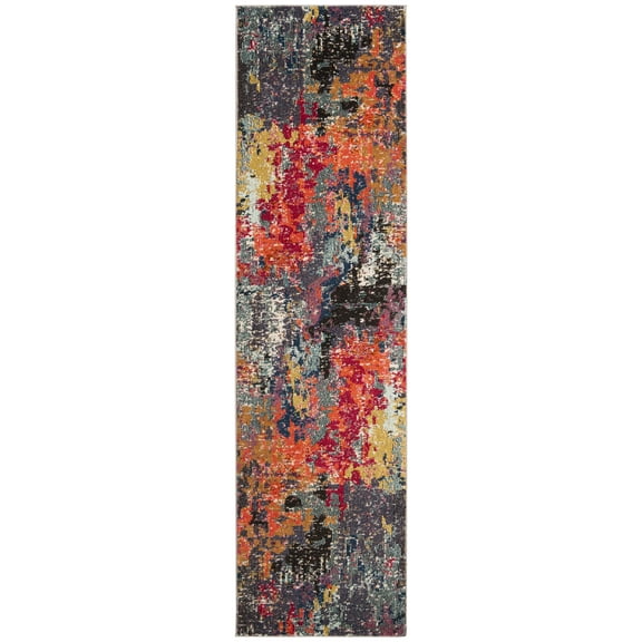SAFAVIEH Monaco Hester Abstract Runner Rug, Blue/Orange, 2'2" x 8'