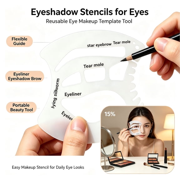 Eyeshadow Stencils for Eyes - Eyeliner Stencil Tool Makeup Stencil Tool, Reusable Eye Makeup Template, Flexible Guide for Eyeliner, Eyeshadow and Brow Styles, Portable Beauty Tool, White