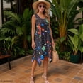 thumbnail image 4 of HELLHERO Colorful Paint Splatter Women Sleeveless Round Neck Irregular Hem Pocket Dress, Side Pockets Sleeveless Sundress With Side Pockets Summer Sleeveless Dress, 4 of 8