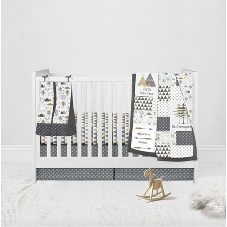 Bacati - Woodlands 4 Piece Crib Bedding Set Beige/Grey Unisex