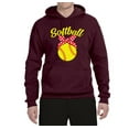 thumbnail image 2 of Wild Bobby, Cute Ribbon Bow Softball Mom Gift, Mother's Day, Unisex Graphic Hoodie Sweatshirt, Maroon, 3XL, 2 of 3
