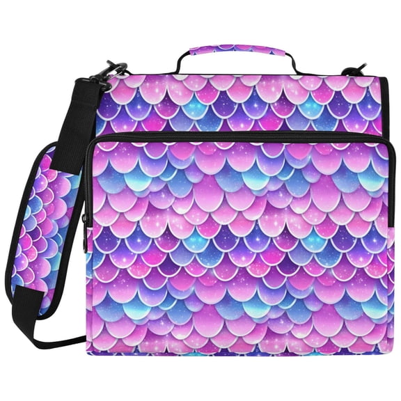 ALAZA Zipper Binder Sparkling Mermaid Scales Pattern 2 inch 3 Ring 500 Sheet Capacity Trapper Keeper File Folder Organizer Bag