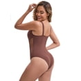 thumbnail image 2 of DARING DIVA Women's Seamless V Neck Mesh Waist Tummy Control Shapewear L Dark Brown, 2 of 6