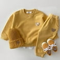 thumbnail image 2 of Coerni Baby Boy Girl Clothes Toddler Fall Winter Outfits Solid Color Round Neck Pullover Sweatshirt and Jogger Pants Set, 2 of 9