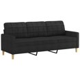 thumbnail image 3 of vidaXL 3 Piece Sofa Set with Cushions Black Fabric, 3 of 5