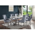 thumbnail image 5 of ACME Zander Dining Table in White Printed Faux Marble and Mirrored Silver, 5 of 5
