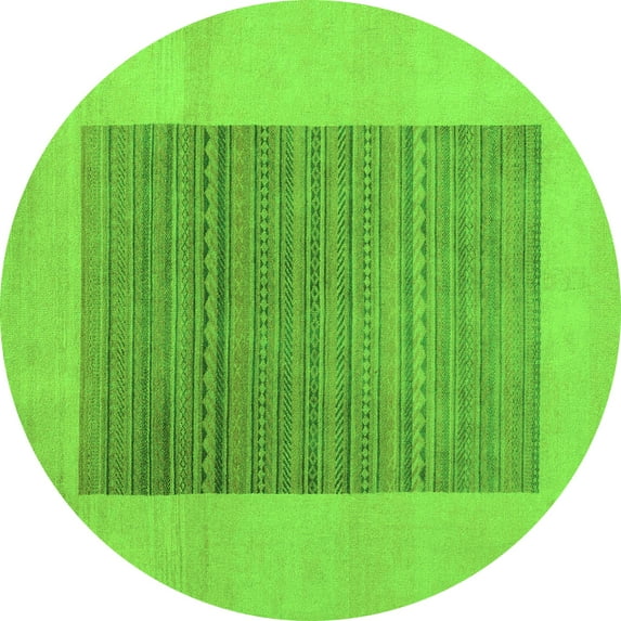 Ahgly Company Indoor Round Abstract Green Modern Area Rugs, 4' Round