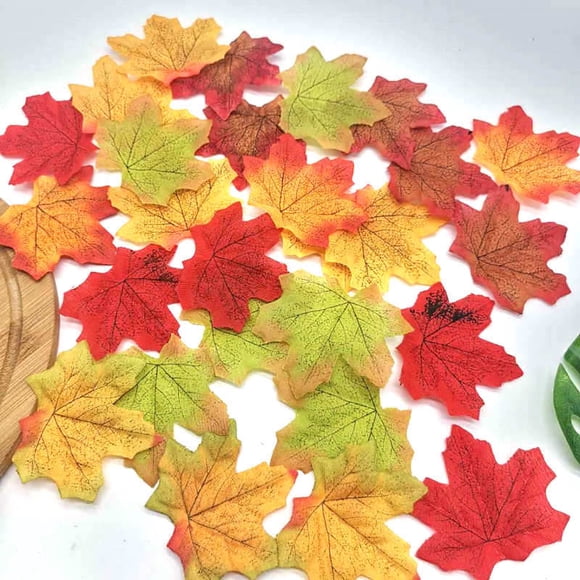 Jinsinto 300 Pieces Artificial Maple Leaves Mixed Fall Colored Leaf Fake Leaves for Halloween, Thanksgiving Table, Fall Weddings and Autumn Parties Decoration